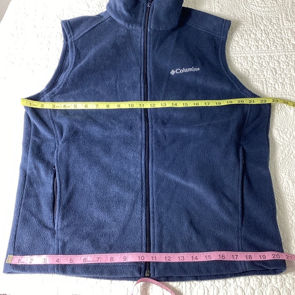 Columbia Fleece Full Zip Vest Navy Blue Men’s Medium Lightweight Hiking - Picture 5 of 7
